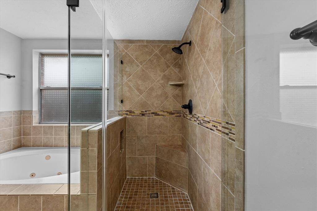 Walk in shower.