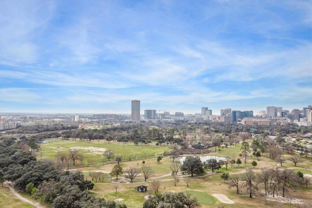 Stunning view from this condominium! Overlooking Hermann Park, the expansive southern view stretches to the east and west