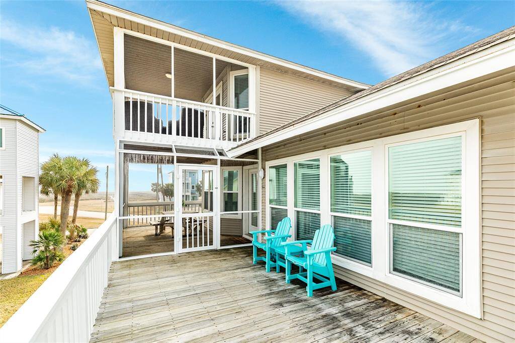 Large uncovered deck faces east and is shady in the afternoons