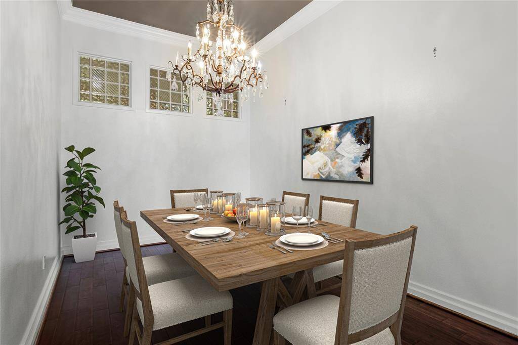 Formal dining room virtually staged.