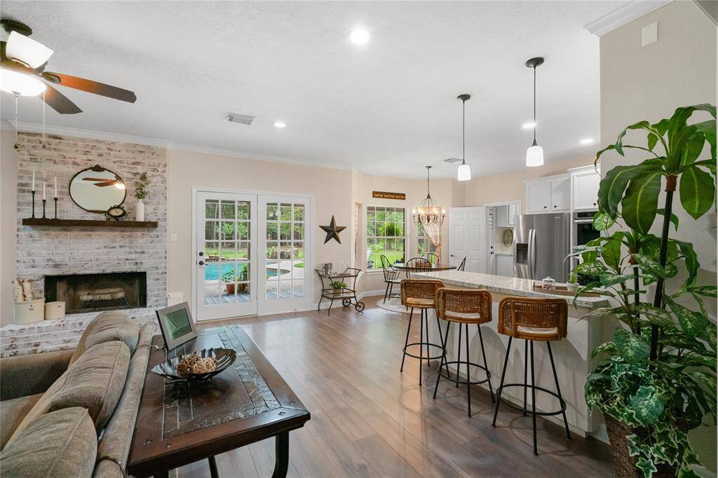 living room open to kitchen