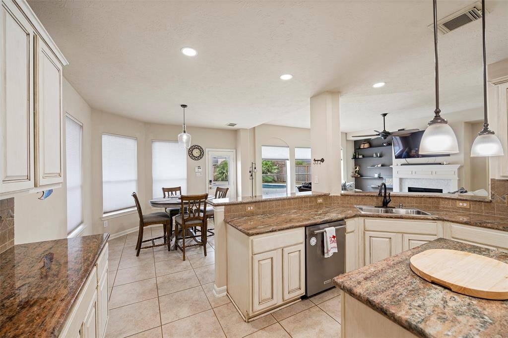 Kitchen area is open to family living space.
