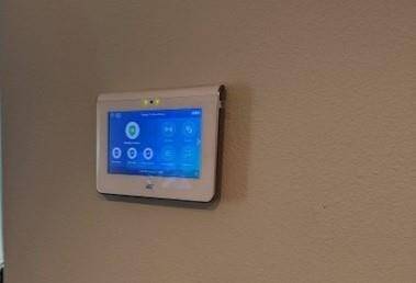 Security alarm system control panel.