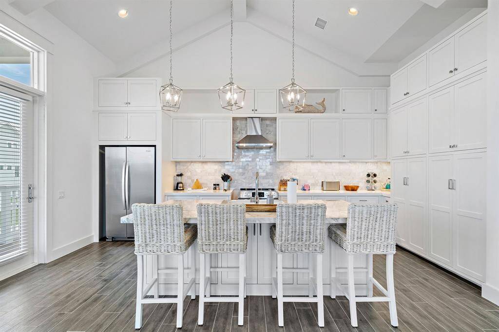 Breakfast bar offers built-in dining space