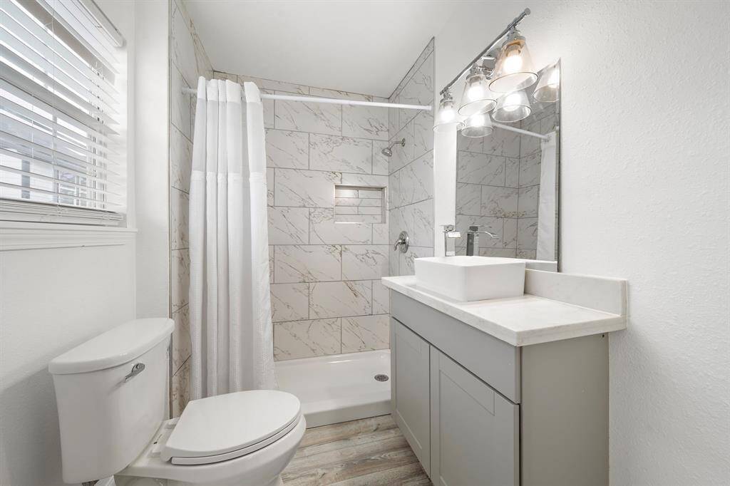 Garage apartment private bathroom.