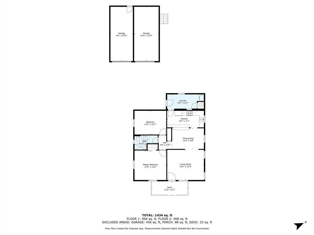 Foor plan of the main home and garage.