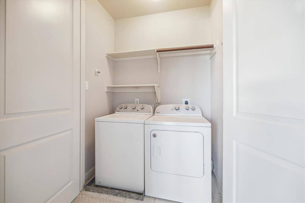 Washer and dryer stay with the property if desired. There are gas and electric hookups for dryer.