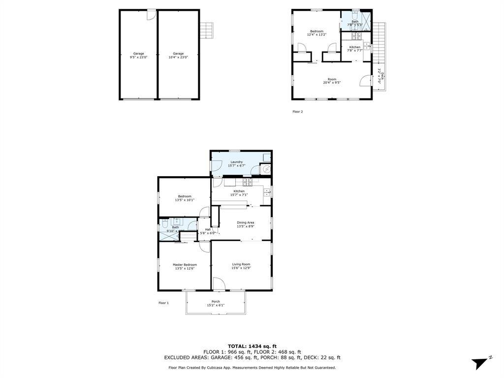 Floor plan of the main home, garage and the garage apartment.