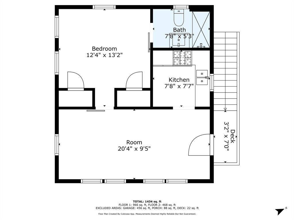 Floor plan of the garage apartment.