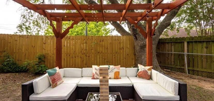 Relax around the pool under your pergola