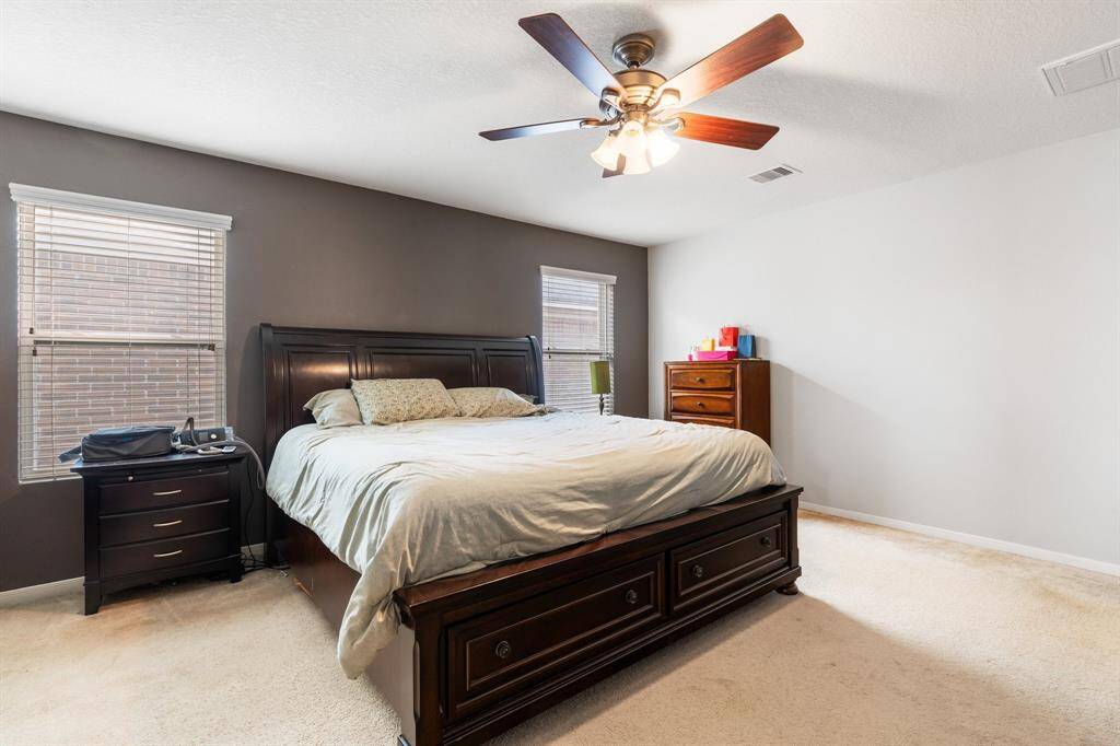 Large Primary Bedroom with accent wall.
