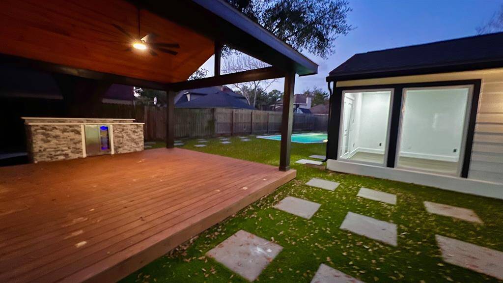 Cedar roof outdoor kitchen