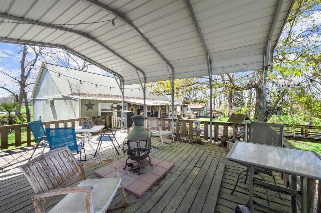 Outdoor Fireplace on Covered Deck