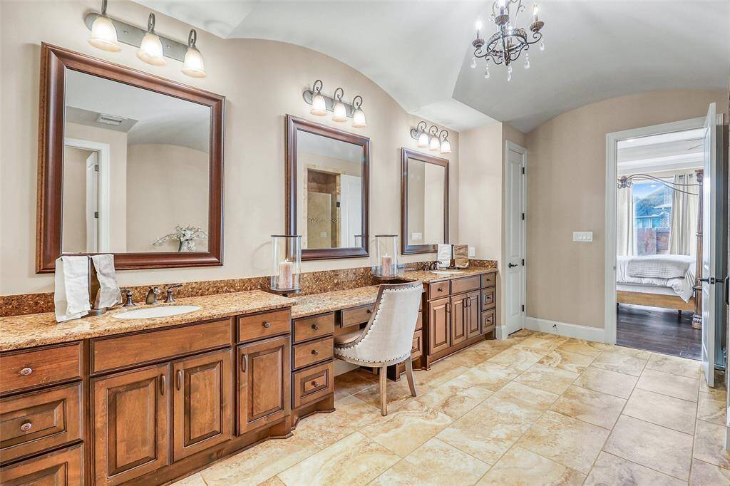 Luxury primary bath with double vanities.