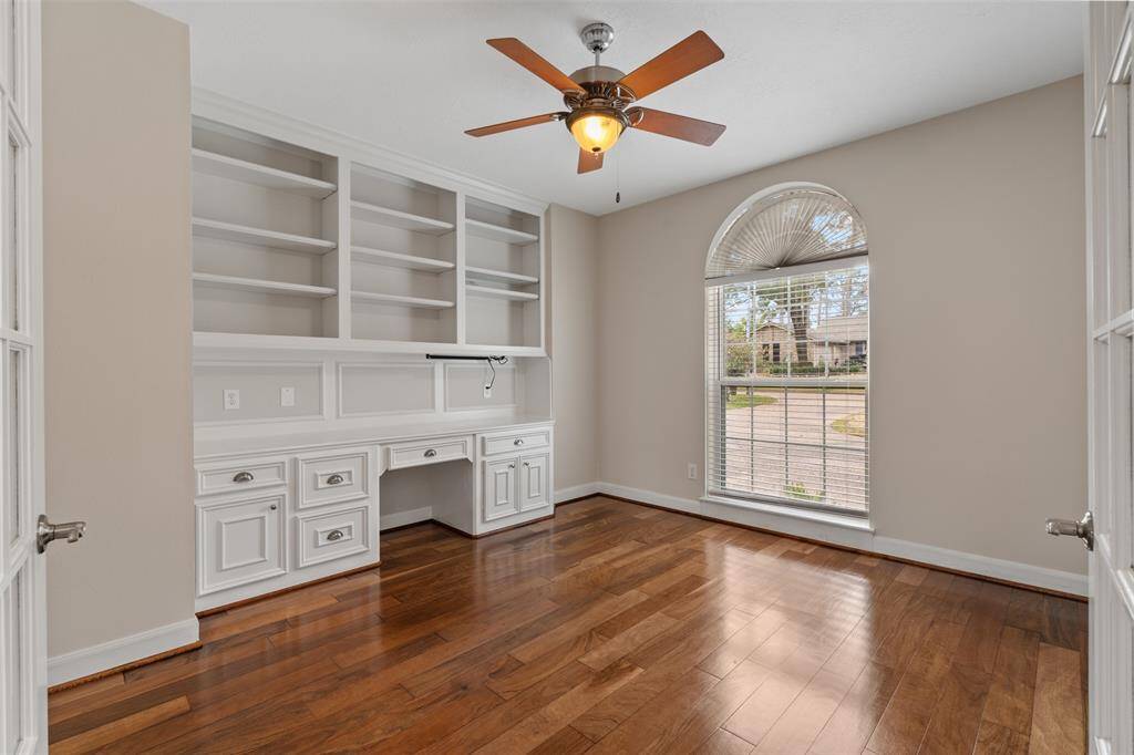 You're welcomed by a large study with elegant glass French doors, perfect for a home office or flex space