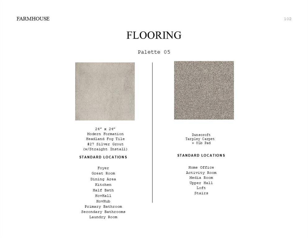 Farmhouse Look Palette 5: Flooring Selection Sheet (*Artist rendering used for illustration purposes only.)
