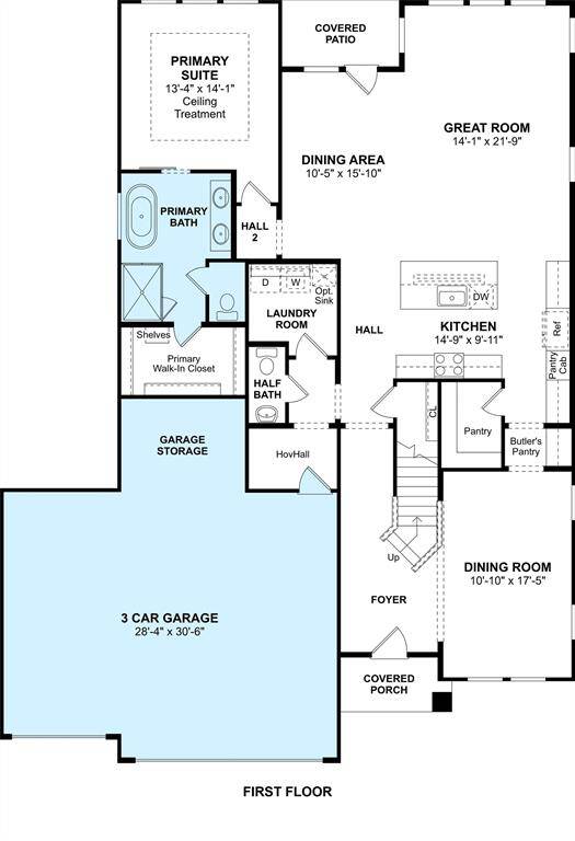 The El Paso floor plan by K. Hovnanian Homes. 1st Floor Shown. *Prices, plans, dimensions, features, specifications, materials, and availability of homes or communities are subject to change without notice or obligation.