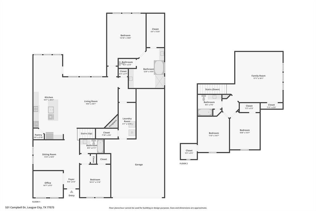 Floor plan with a view of the third car tandem garage