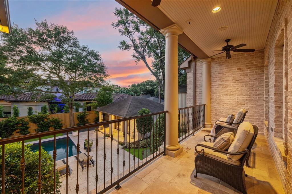 One of several upstairs covered balconies, all perfect for watching the sun set.