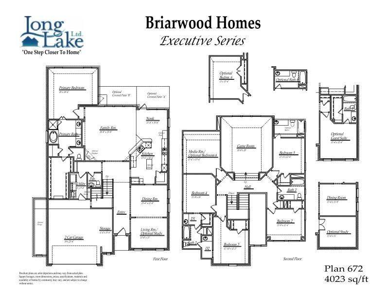 This floor plan features 6 bedrooms, 4 full baths, 1 half bath, Guest Suite w/Bathroom, and over 4,000 square feet of living space.