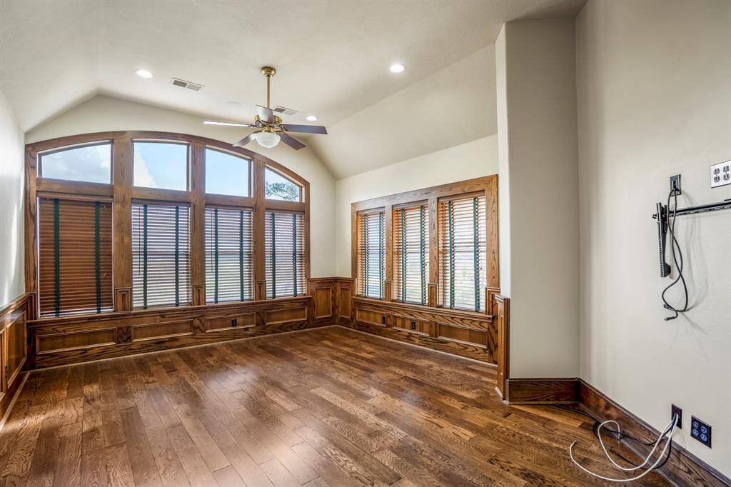 The game room offers fabulous views of the backyard, a huge amount of space for multiple gaming areas.