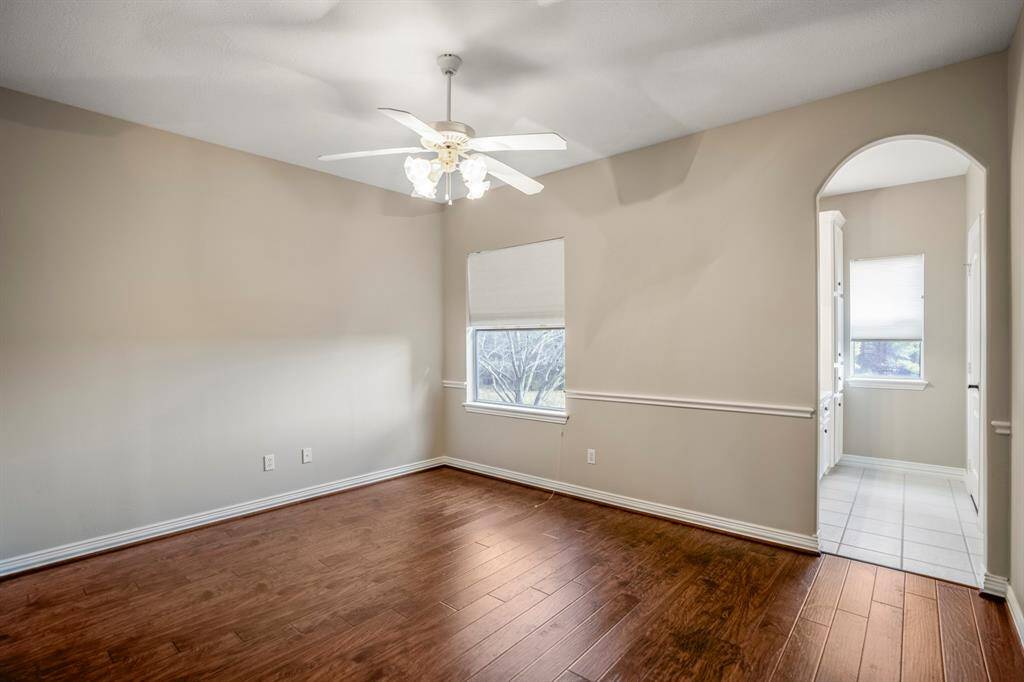 There are 5 bedrooms in the home, this would be the 5th one upstairs with beautiful flooring, nice size windows and bathroom located optimally.
