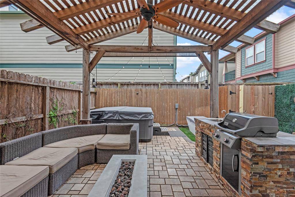 A relaxing covered patio area, perfect for enjoying the outdoors in any weather.