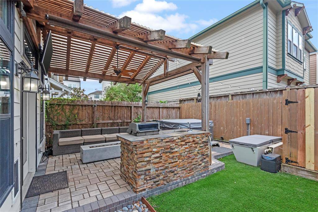 A fully fenced backyard, providing privacy and a safe space for children and pets.
