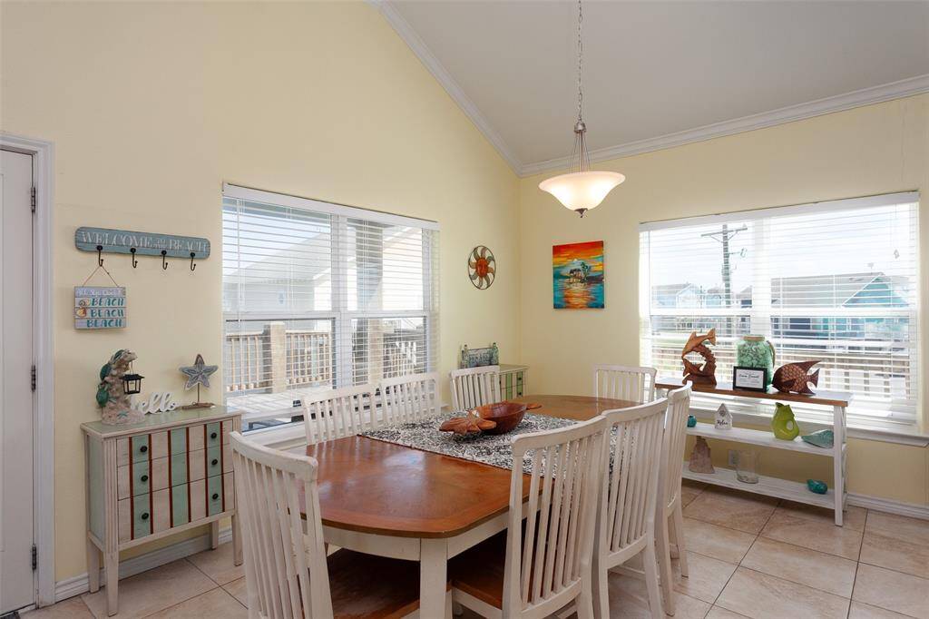 Dining space with large dining table.
