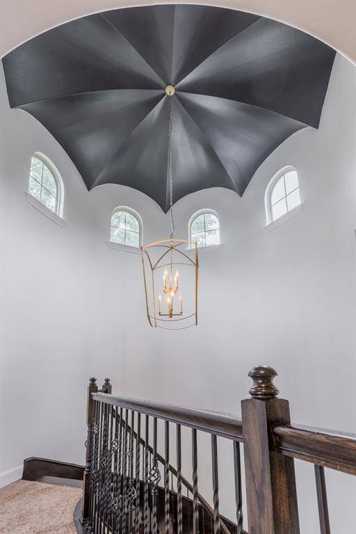 Beautiful focal point with this turret and custom lighting.