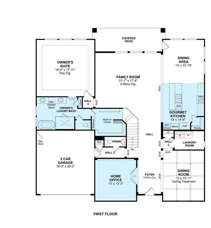 The Lauren floor plan by K. Hovnanian® Homes. 1st Floor shown. *Prices, plans, dimensions, features, specifications, materials, and availability of homes or communities are subject to change without notice or obligation.