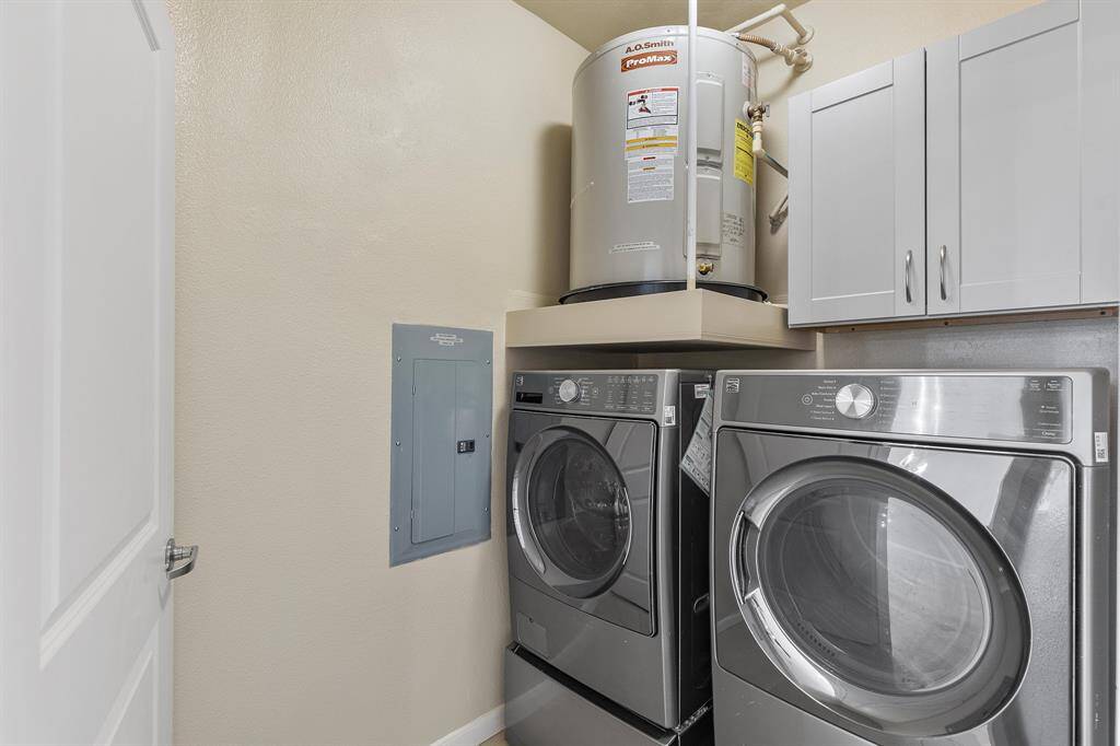 Laundry Room, Washer, Dryer w/storage drawers below