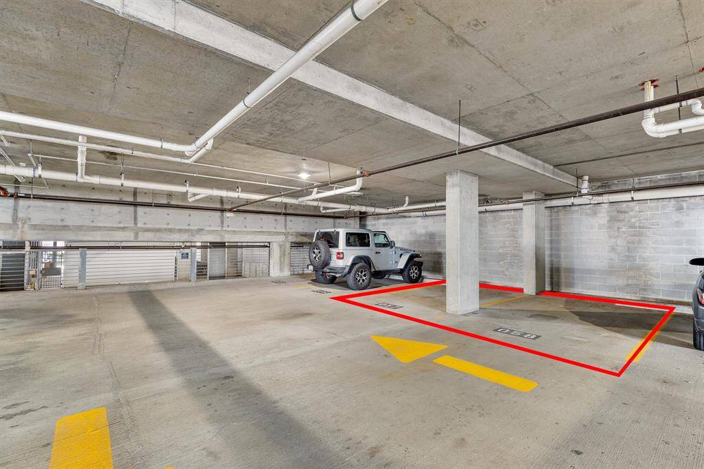 Reserved parking spaces near elevator
