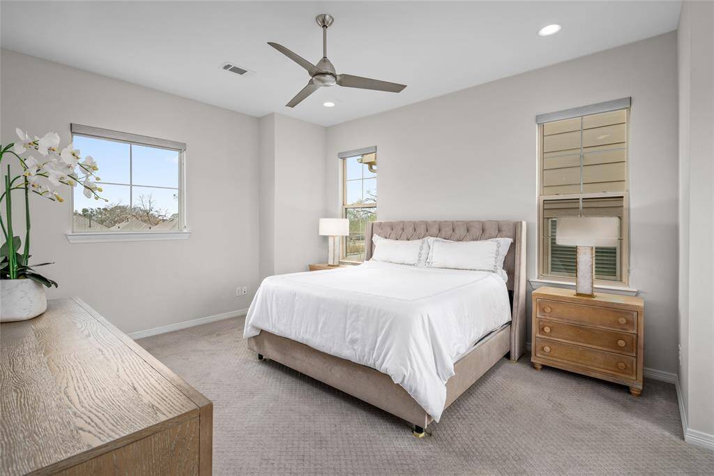 The primary bedroom [20' x 13'] is perched on the third floor and is filled with natural light.