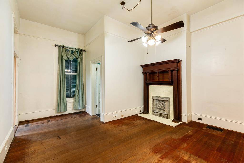 This main floor bedroom offers a large mantel piece, full-bathroom attached, and access to the main level morning kitchen. It's important to note this room also features 2 closets, one of which houses the Western termination of the original bridal perch.