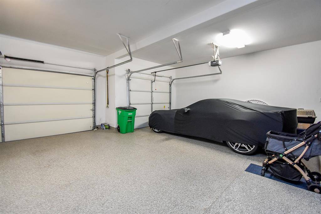 The garage floor is coated