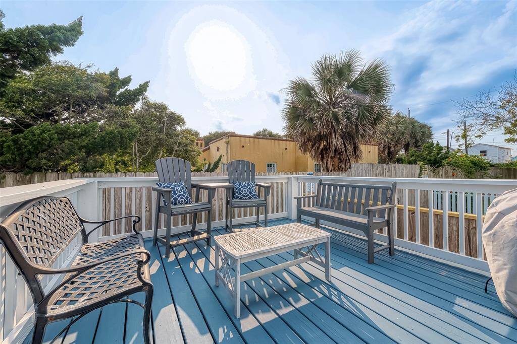 The deck overlooking the pool