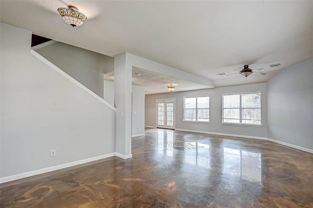 The wall of windows provides plenty of natural light.