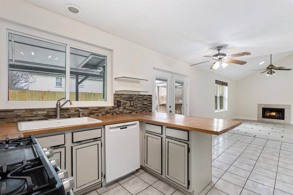 Kitchen seamlessly flow into the living room.