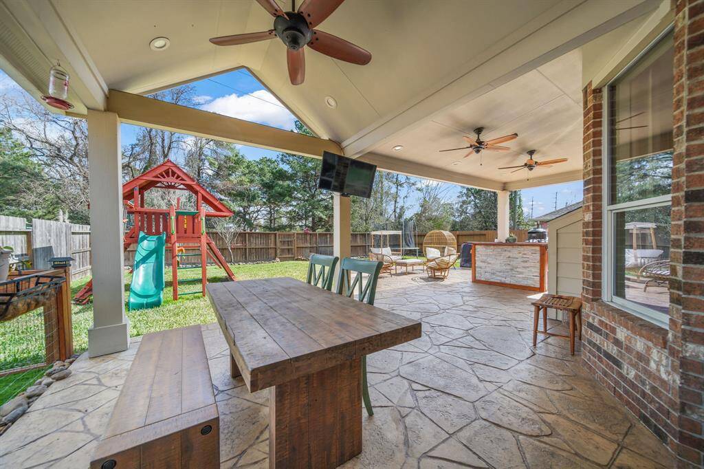 Large covered back patio