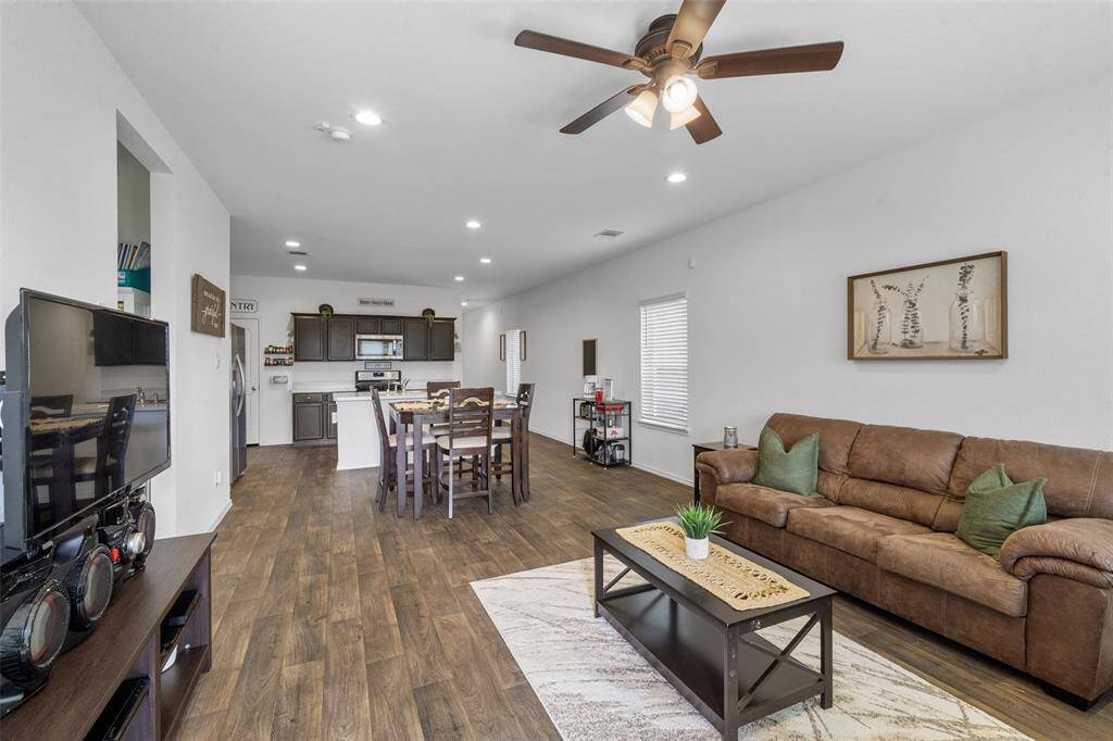 A view from the back door on the open layout of this spacious home.