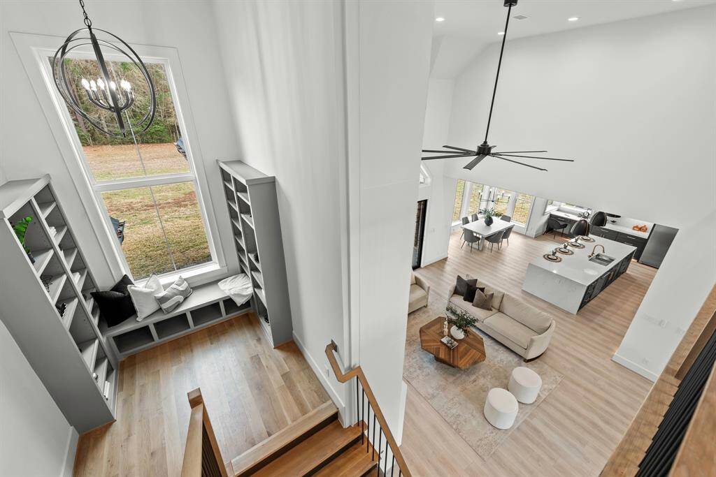Upstairs open views to front and living room.