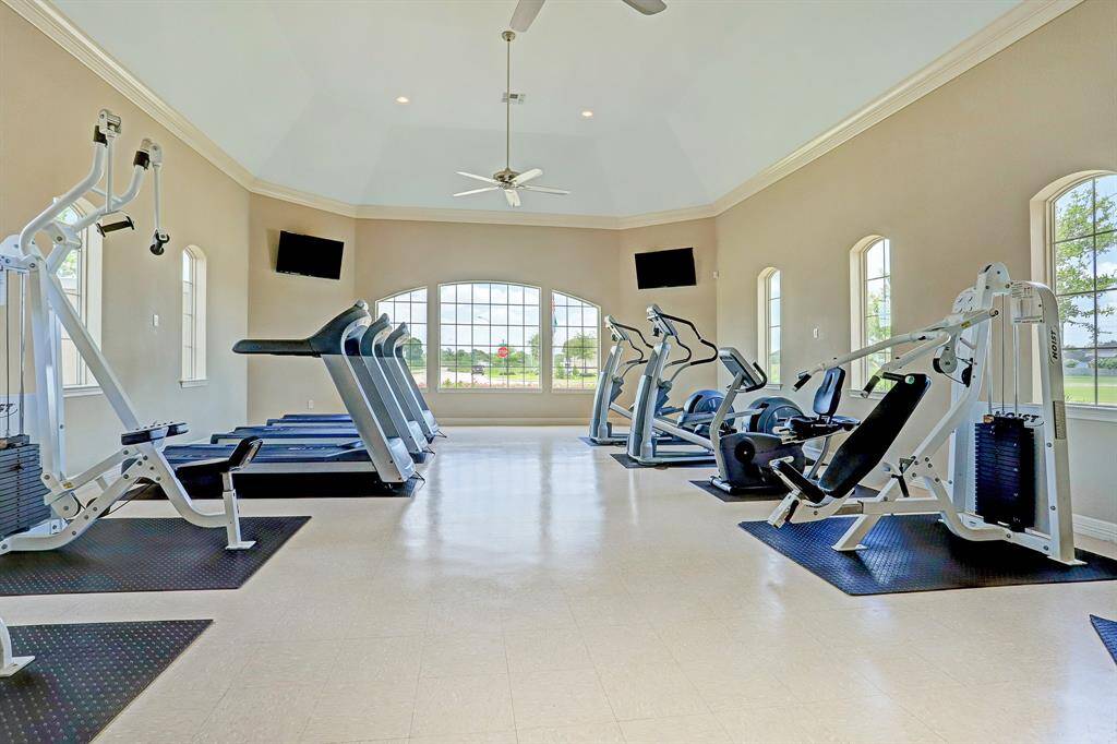 The community fitness center offers a great place for residents to stay in shape.