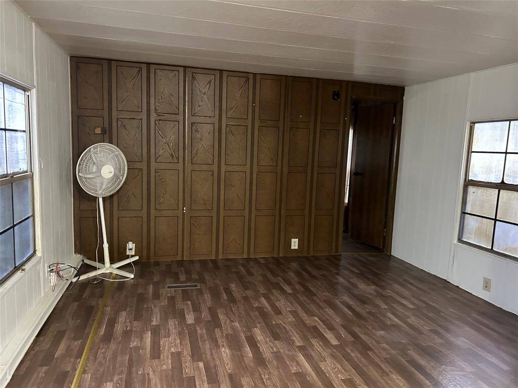 This family room has three windows for great lighting