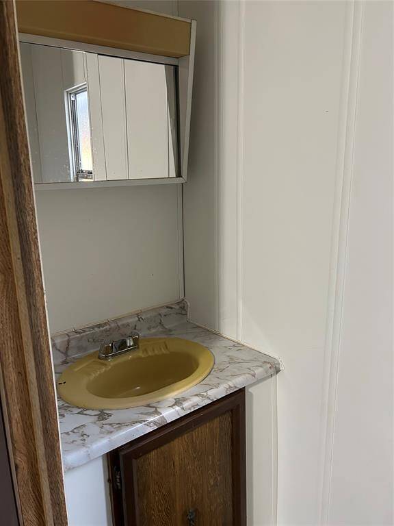 This the sink in the half bath! Replaced toilet recently and installed wood look vinyl.