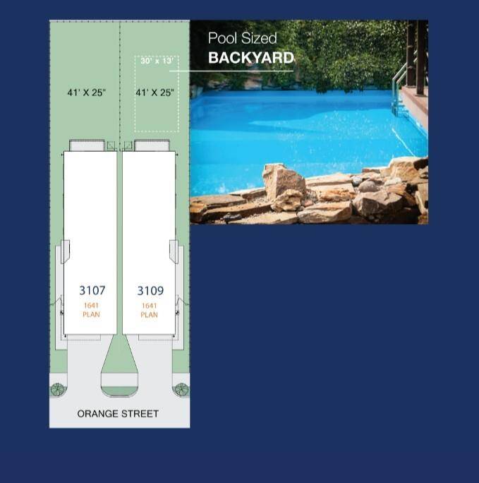 Discover your dream home on Orange Street, featuring spacious lots for plans 3107 and 3109. Enjoy a pool-sized backyard perfect for relaxation and entertaining.