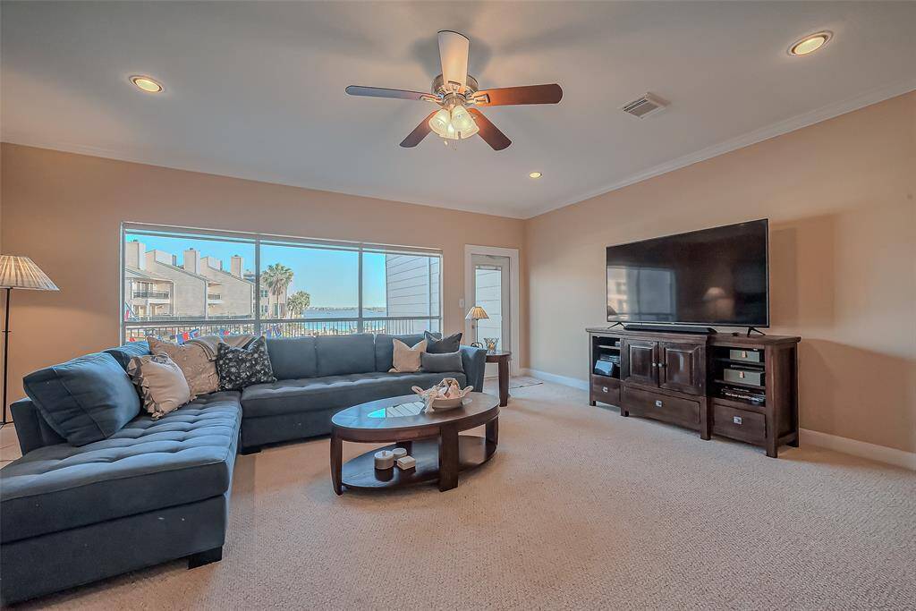 A stunning view of the lake from your living room while you relax or watch TV.