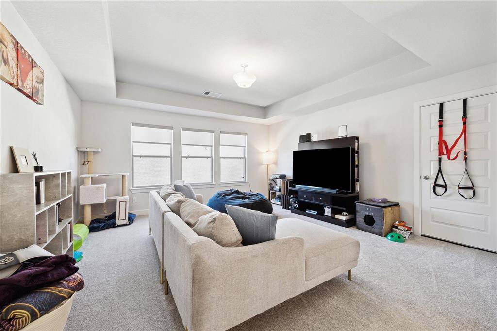 This nice sized game room is located upstairs.