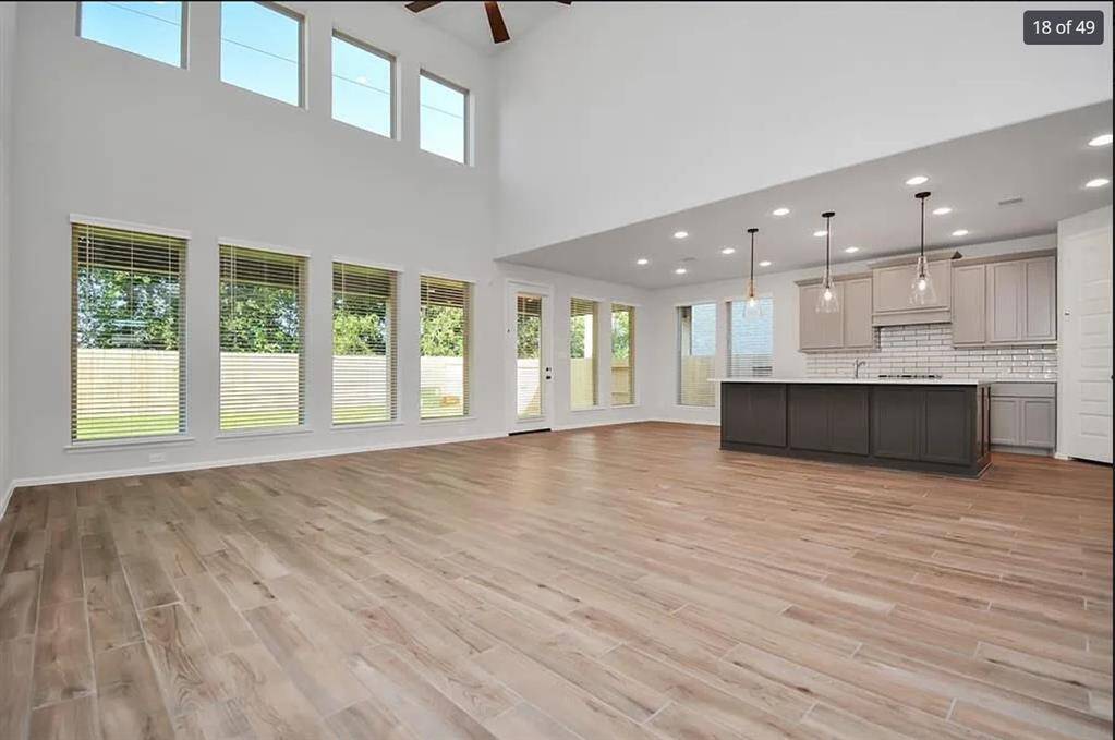 Family room view to kitchen