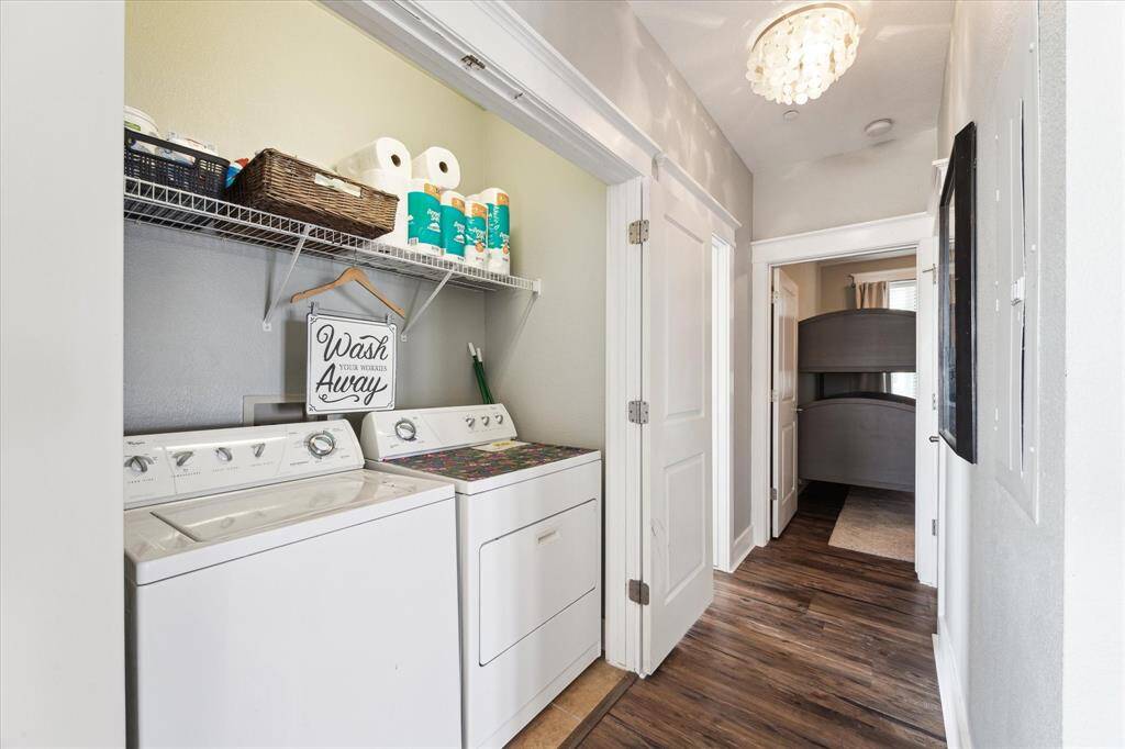 Full size washer and dryer in the unit.
